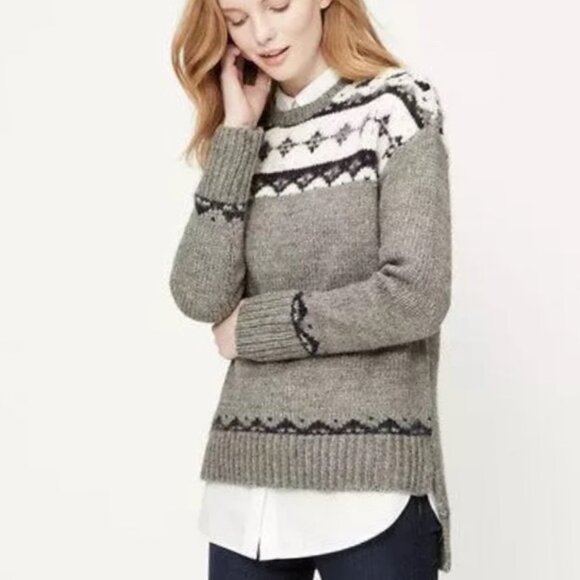 LOFT Sweaters - LOFT ANN TAYLOR LOFT NORDIC SLOUCHY FAIR ISLECREW NECK WOOL/MOHAIR SWEATER